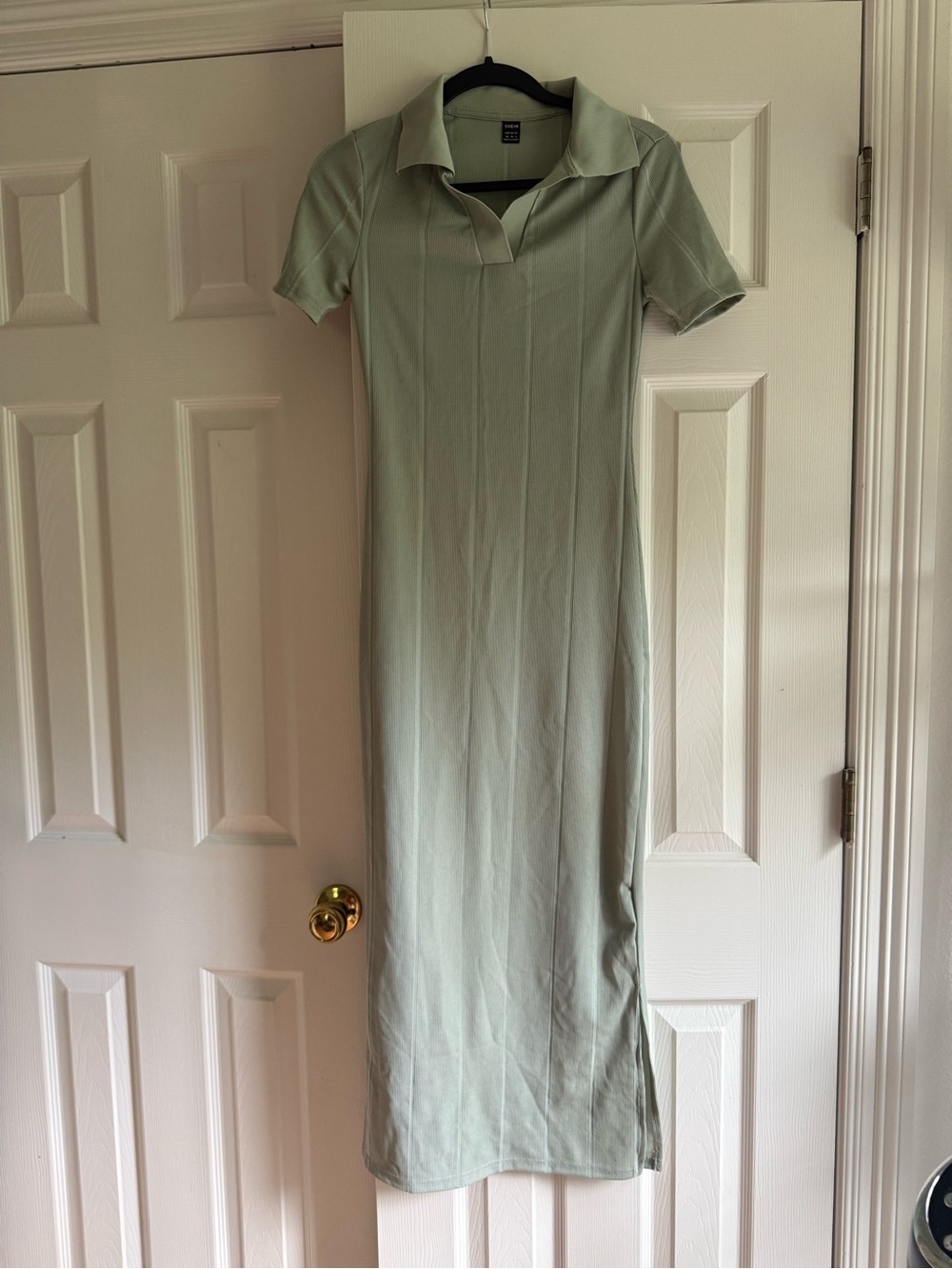 Light Sage Fitted Polo Maxi Dress NWOT